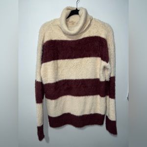 NWOT Maroon & Cream Turtleneck Sweater